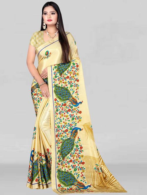 women's floral yellow colored saree - 19886083 - Very Small Image - 1