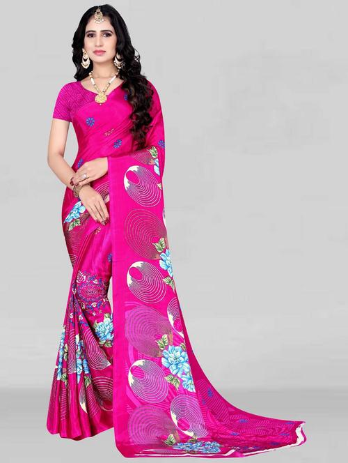 women's printed pink colored saree - 19886094 - Very Small Image - 1
