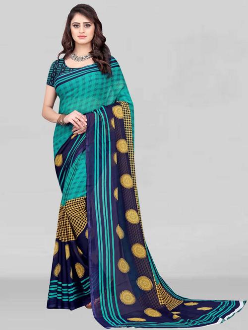 women's printed green colored saree - 19886111 - Very Small Image - 1