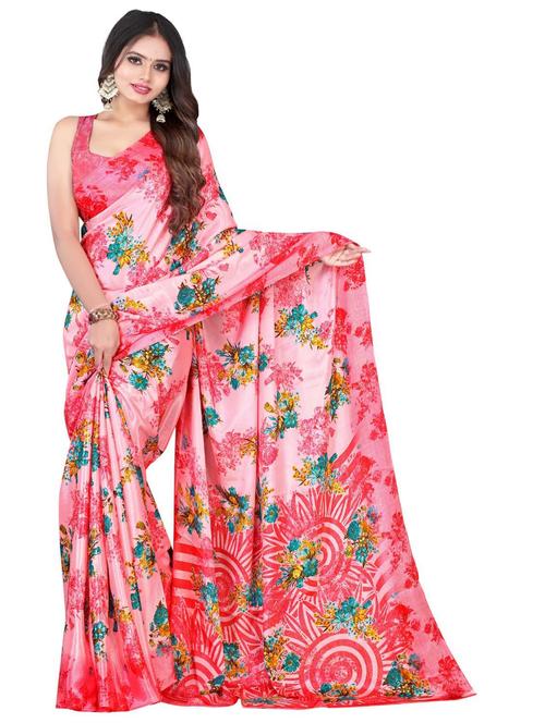 women's printed pink colored saree - 19886181 - Very Small Image - 1