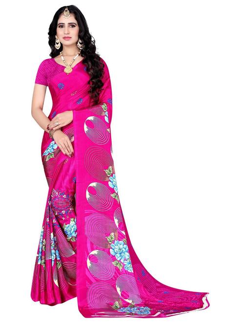 women's printed pink colored saree - 19886567 - Very Small Image - 1