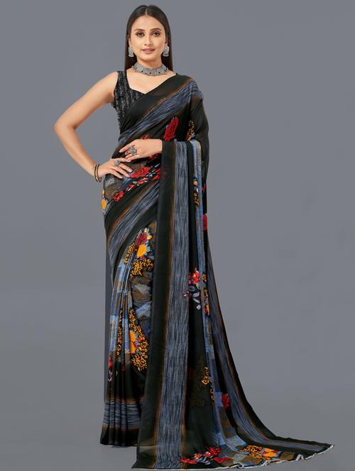 women's printed purist blue colored saree - 19887187 - Very Small Image - 1