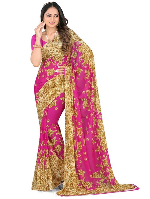 women's floral pink colored saree - 19887648 - Very Small Image - 1
