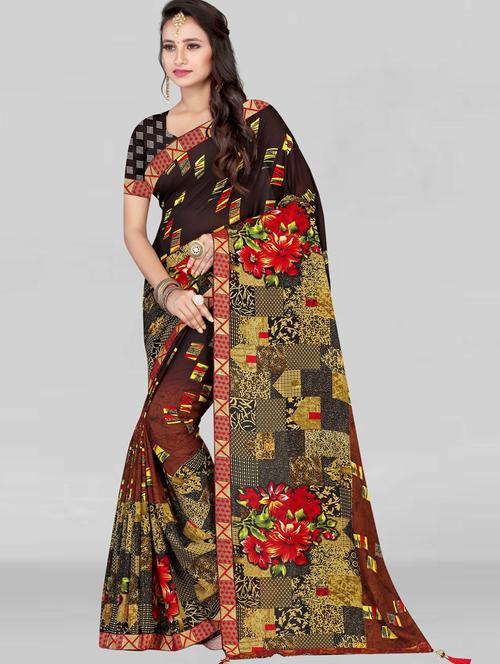 floral printed saree - 19887921 - Very Small Image - 1