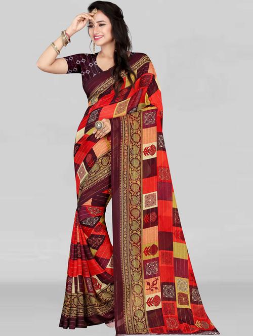self-design printed  saree - 19887941 - Very Small Image - 1