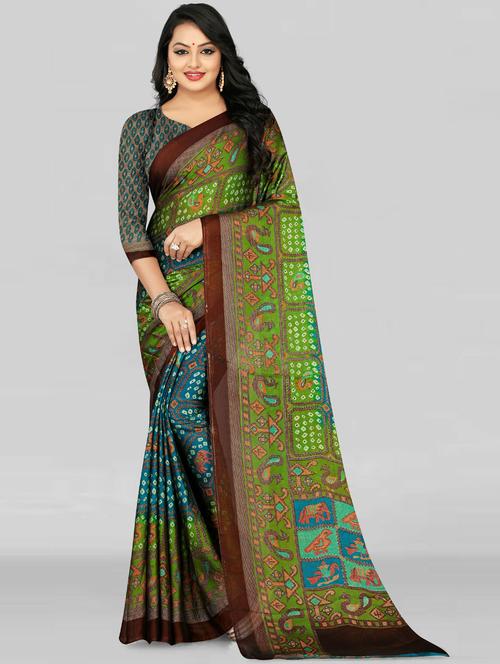 printed saree with blouse - 19888196 - Very Small Image - 1