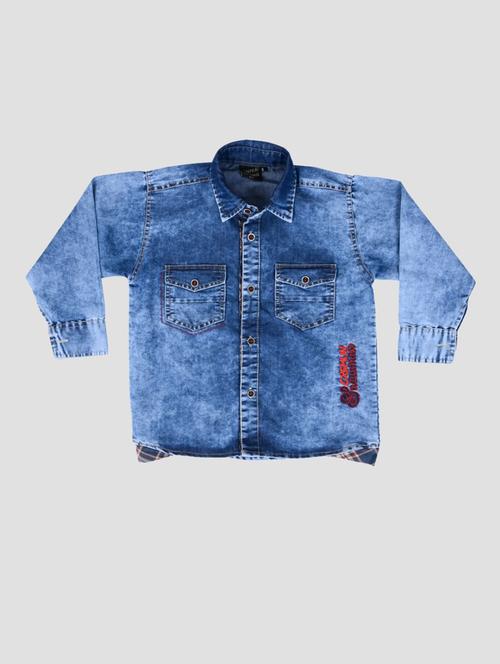 boy collared long sleeves denim shirt - 19890608 - Very Small Image - 1