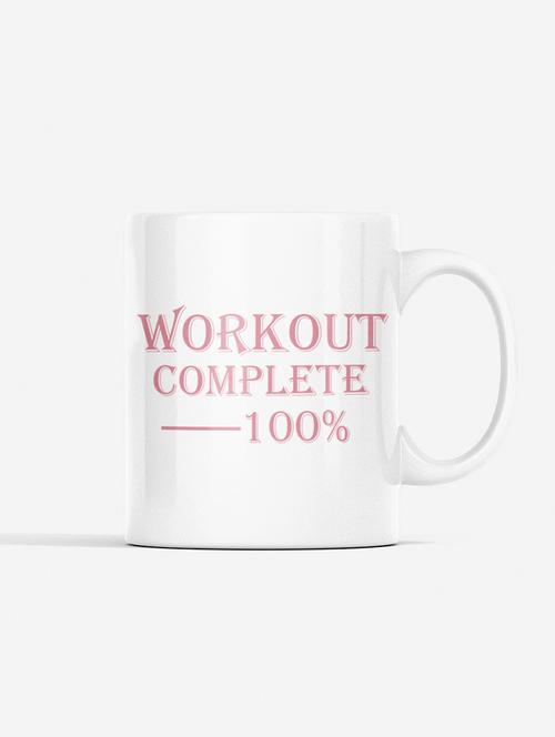 workout complete 100%, (bg pink) - printed coffee mugs for gym lovers - 19891032 - Very Small Image - 1