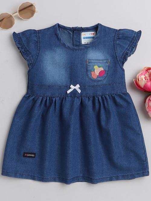 girls round neck cap sleeve frock - 19893121 - Very Small Image - 1