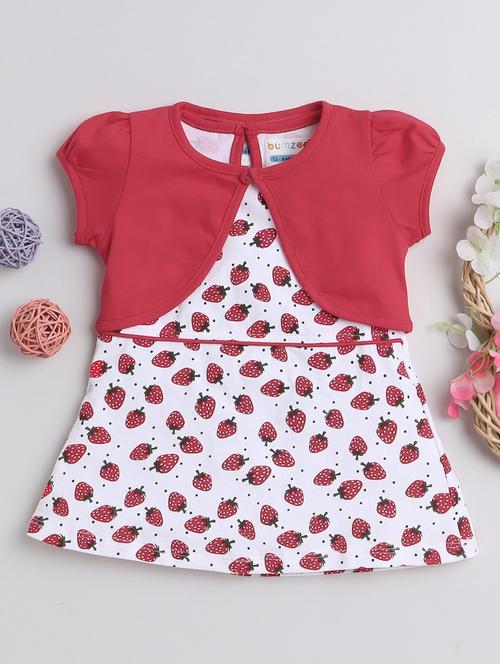 girls round neck cap sleeve frock - 19893127 - Very Small Image - 1