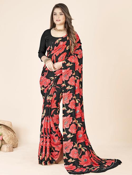 printed georgette saree - 19893582 - Very Small Image - 1