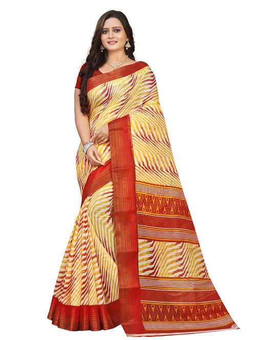 women's stripes red colored saree - 19894988 - Very Small Image - 1