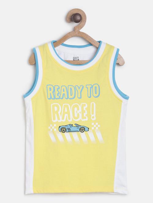 yellow printed sleeveless t-shirt - 19895530 - Very Small Image - 1