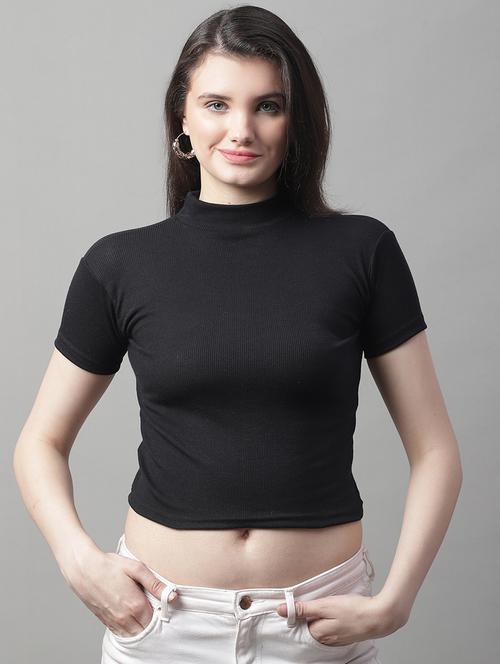 women's crop mock neck top - 19896037 - Very Small Image - 1