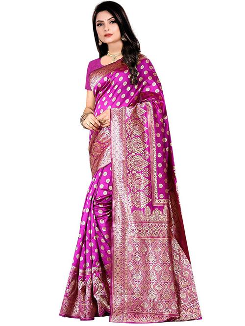 women's self design pink colored saree with blouse - 19896827 - Very Small Image - 1