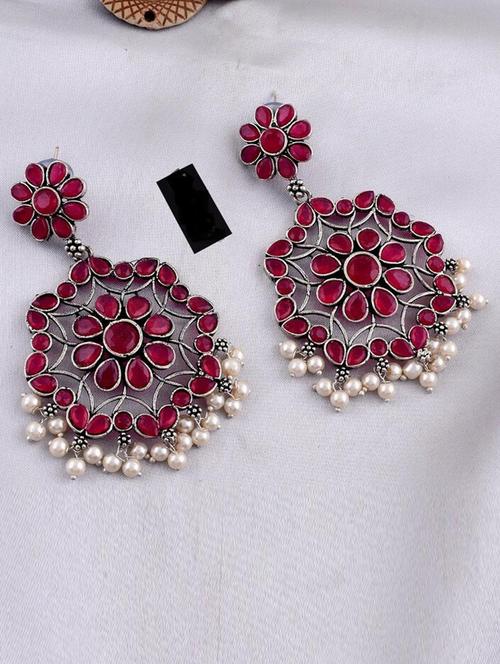 tjc stones & pearls detailed chandelier earrings - 19898962 - Very Small Image - 1