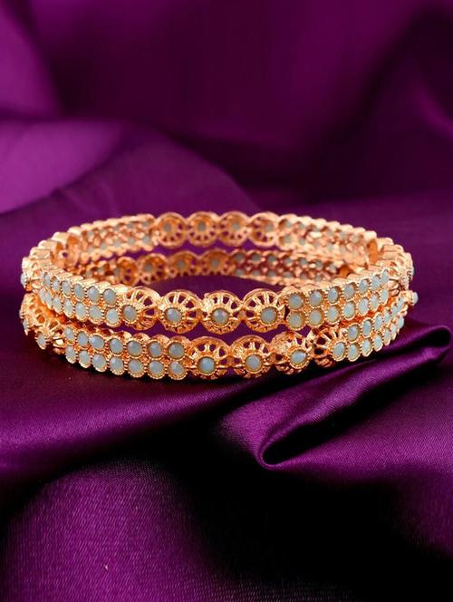 tjc colored stone studded gold plated brass bangle bracelet set  (pack of 2) - 19899252 - Very Small Image - 1