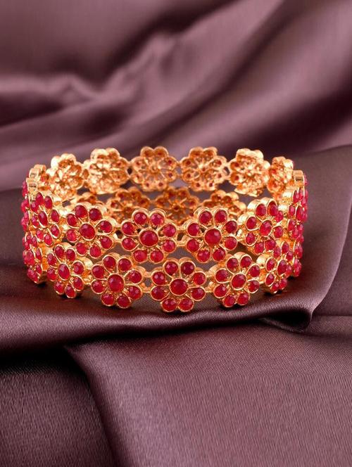tjc colored stone studded gold plated brass bangle bracelet set  (pack of 2) - 19899253 - Very Small Image - 1