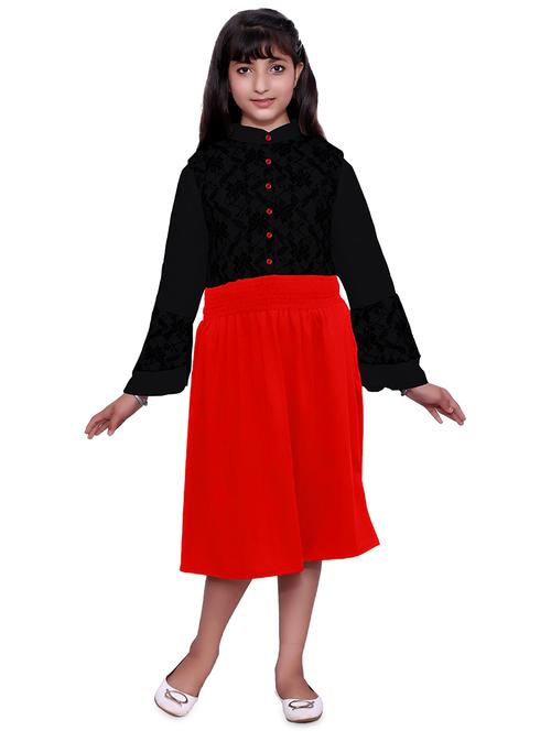 black solid bell sleeves frock - 19899615 - Very Small Image - 1