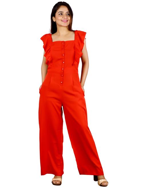 red solid full leg jumpsuit - 19899876 - Very Small Image - 1