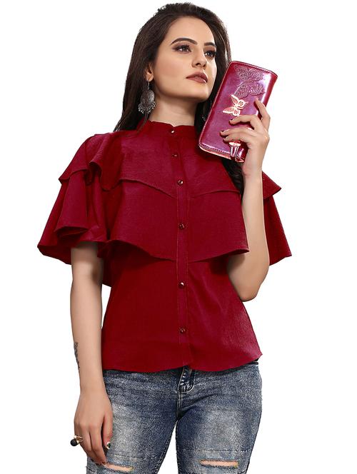 women's straight mandarin neck top - 19900005 - Very Small Image - 1