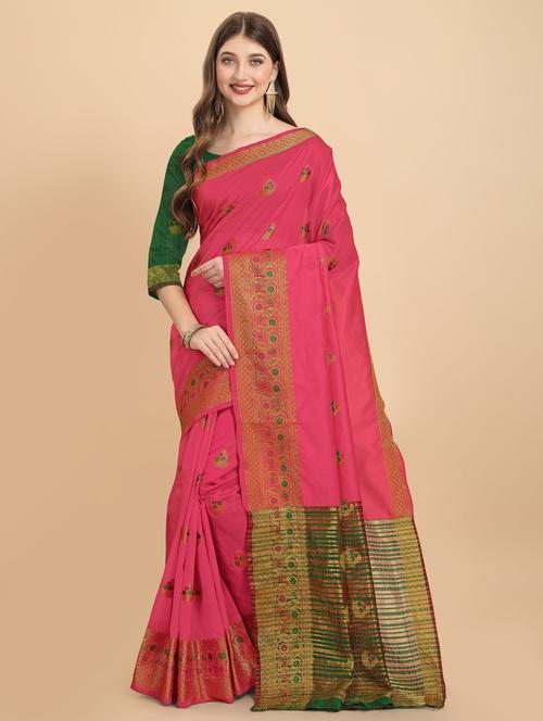self designed woven saree with blouse - 19900093 - Very Small Image - 1