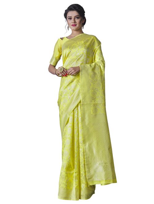 yellow silk blend kanjivaram saree - 19900155 - Very Small Image - 1