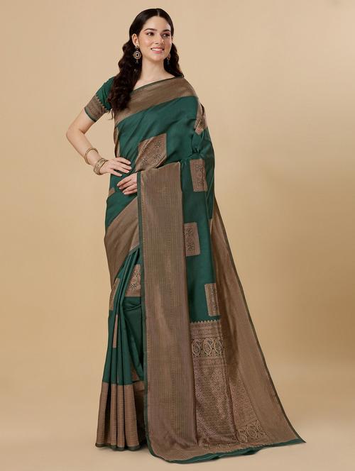 self design banarasi saree with blouse - 19900353 - Very Small Image - 1