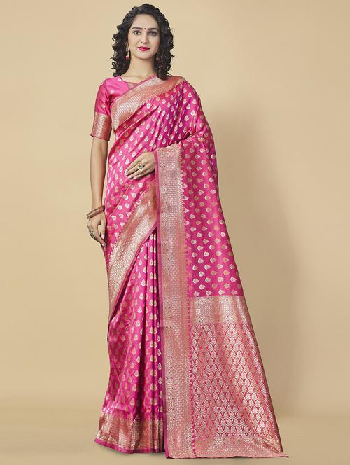 self design banarasi saree with blouse - 19900450 - Very Small Image - 1