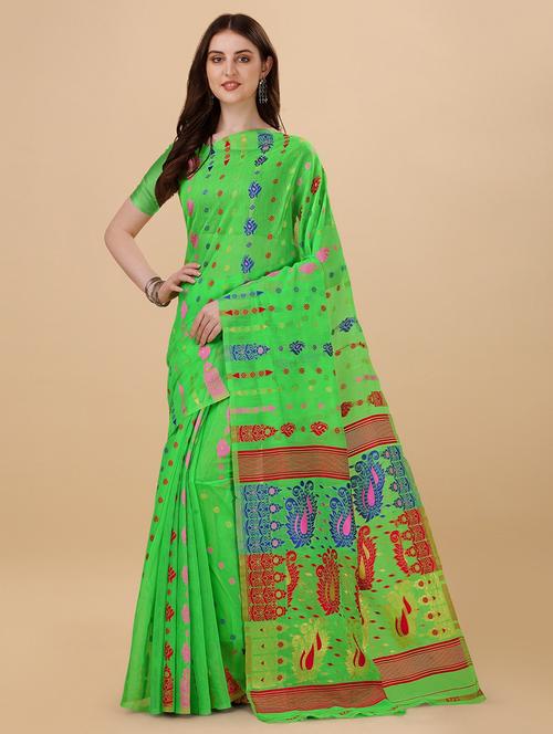 self design jamdani saree with blouse - 19900528 - Very Small Image - 1