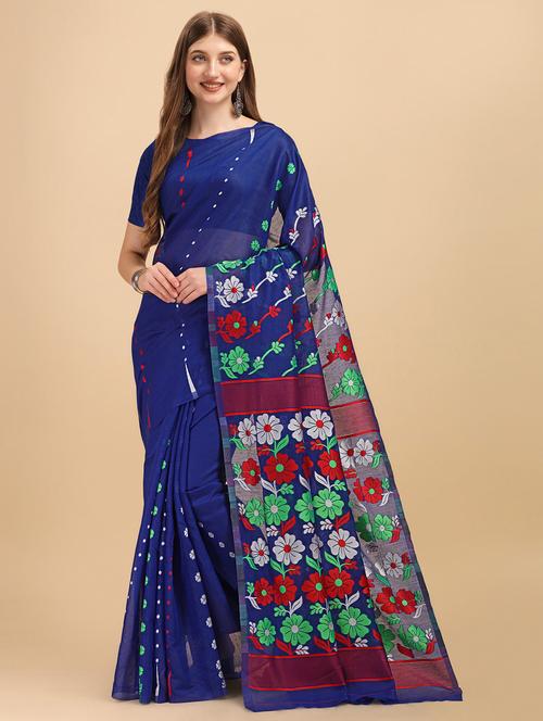 self design jamdani saree with blouse - 19900623 - Very Small Image - 1