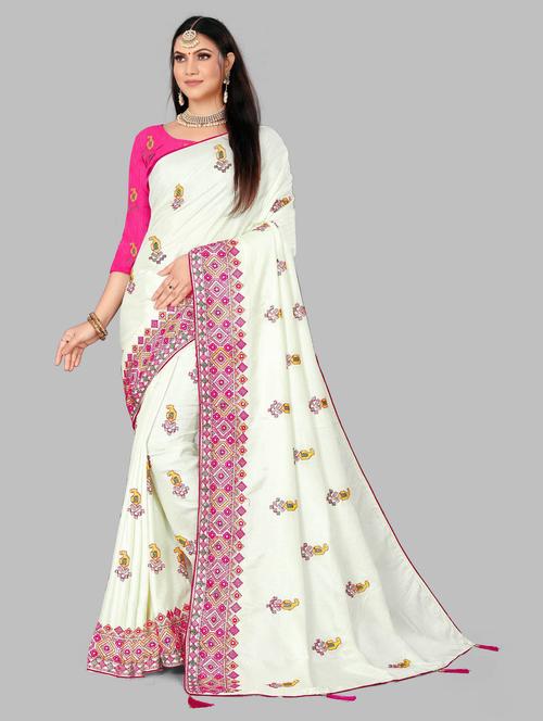 embroidered saree with blouse - 19901739 - Very Small Image - 1
