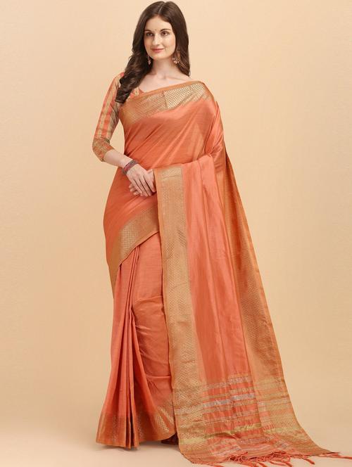 self design woven saree with blouse - 19903117 - Very Small Image - 1