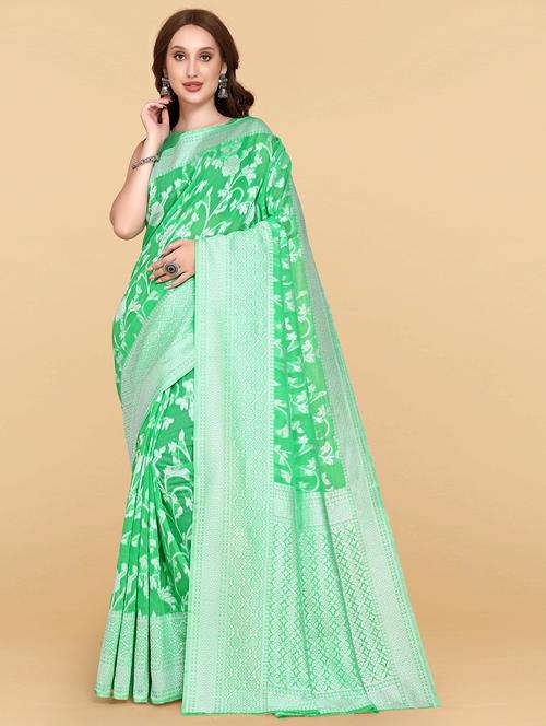 green printed dharmavaram saree - 19903346 - Very Small Image - 1