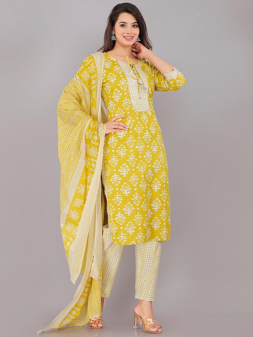 printed kurta pant set with dupatta - 19905900 - Very Small Image - 1