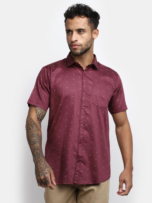 mens micro print casual shirt - 19905935 - Very Small Image - 1