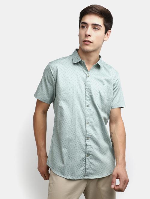 mens micro print casual shirt - 19905937 - Very Small Image - 1