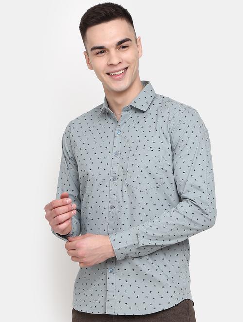 mens micro print casual shirt - 19905961 - Very Small Image - 1