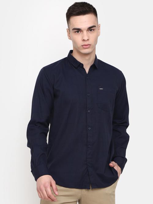men navy blue regular fit long sleeve casual shirt - 19905967 - Very Small Image - 1
