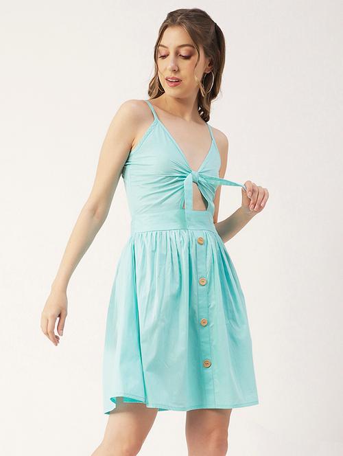 women's fit & flare solid dress - 19907211 - Very Small Image - 1