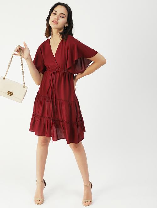 women's tiered dress solid dress - 19907223 - Very Small Image - 1