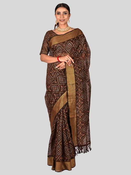 printed chanderi saree with blouse - 19908275 - Very Small Image - 1