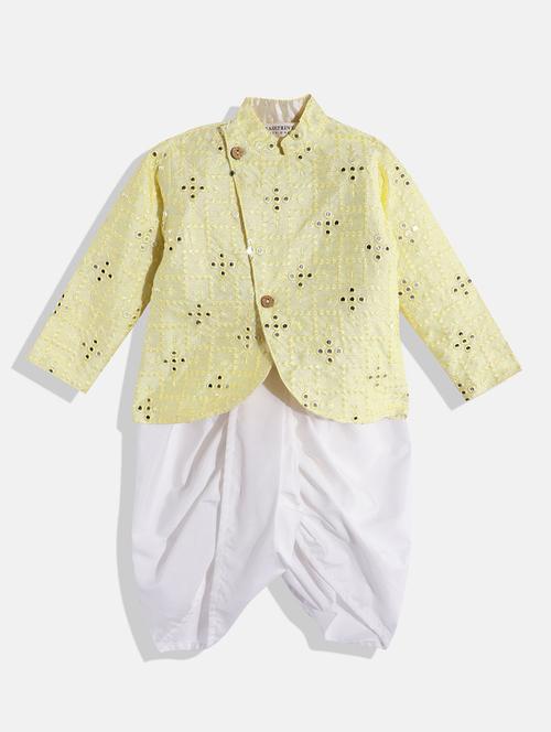 yellow embroidered dhoti kurta set  - 19908541 - Very Small Image - 1