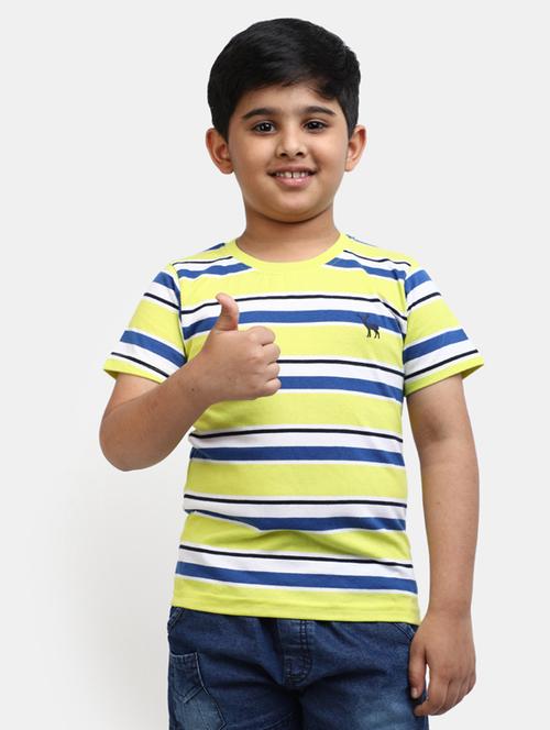 yellow striped printed half sleeves t-shirt - 19908564 - Very Small Image - 1