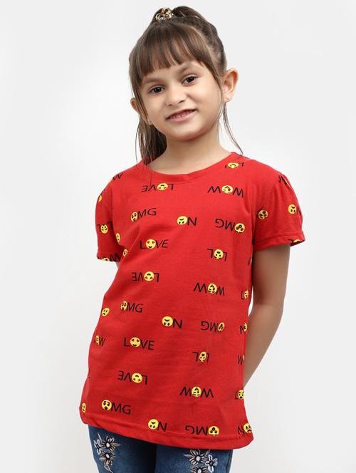 girls printed round neck regular tee - 19908601 - Very Small Image - 1