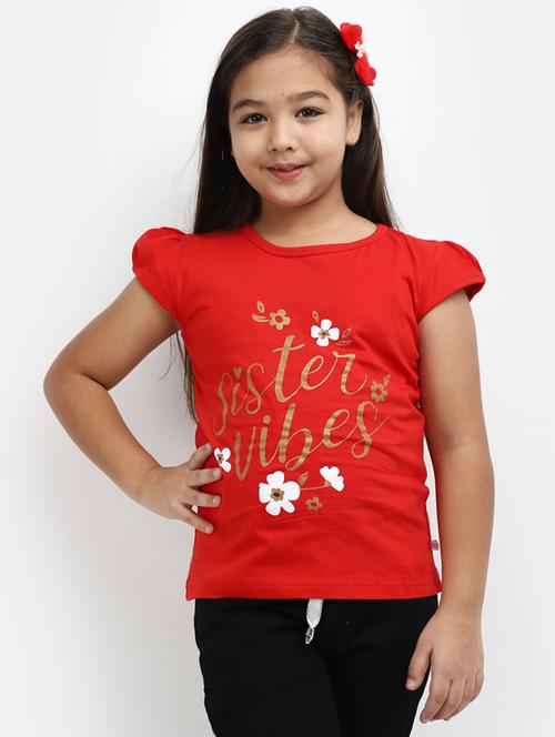 girls printed round neck regular tee - 19908607 - Very Small Image - 1