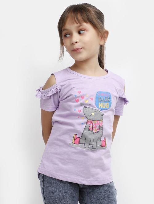 girls printed round neck regular tee - 19908623 - Very Small Image - 1