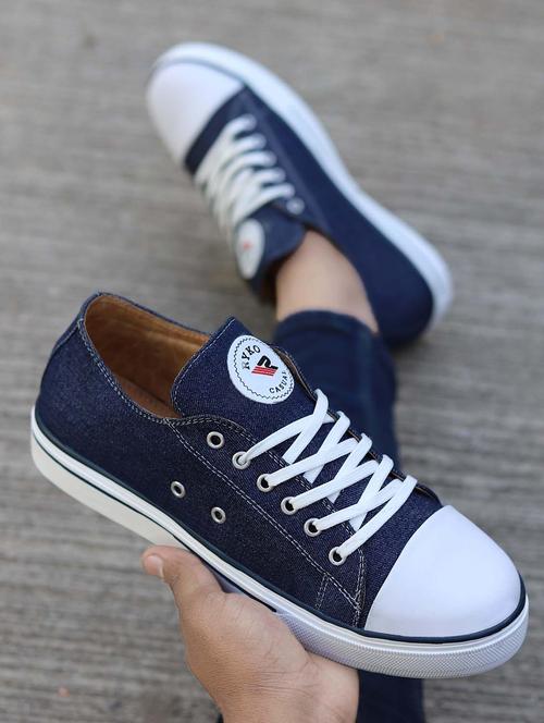 blue solid lace up sneakers - 19909651 - Very Small Image - 1