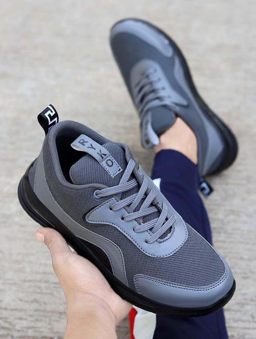 grey solid lace up causal shoe - 19909656 - Very Small Image - 1