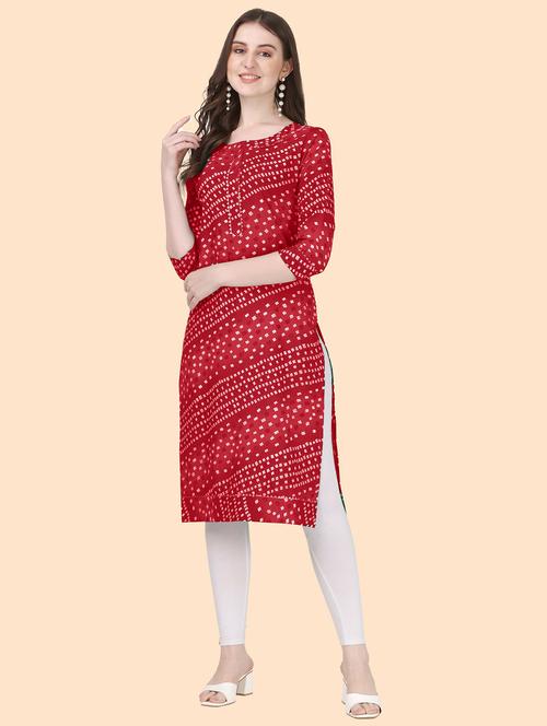 bandhani printed straight kurta - 19910584 - Very Small Image - 1